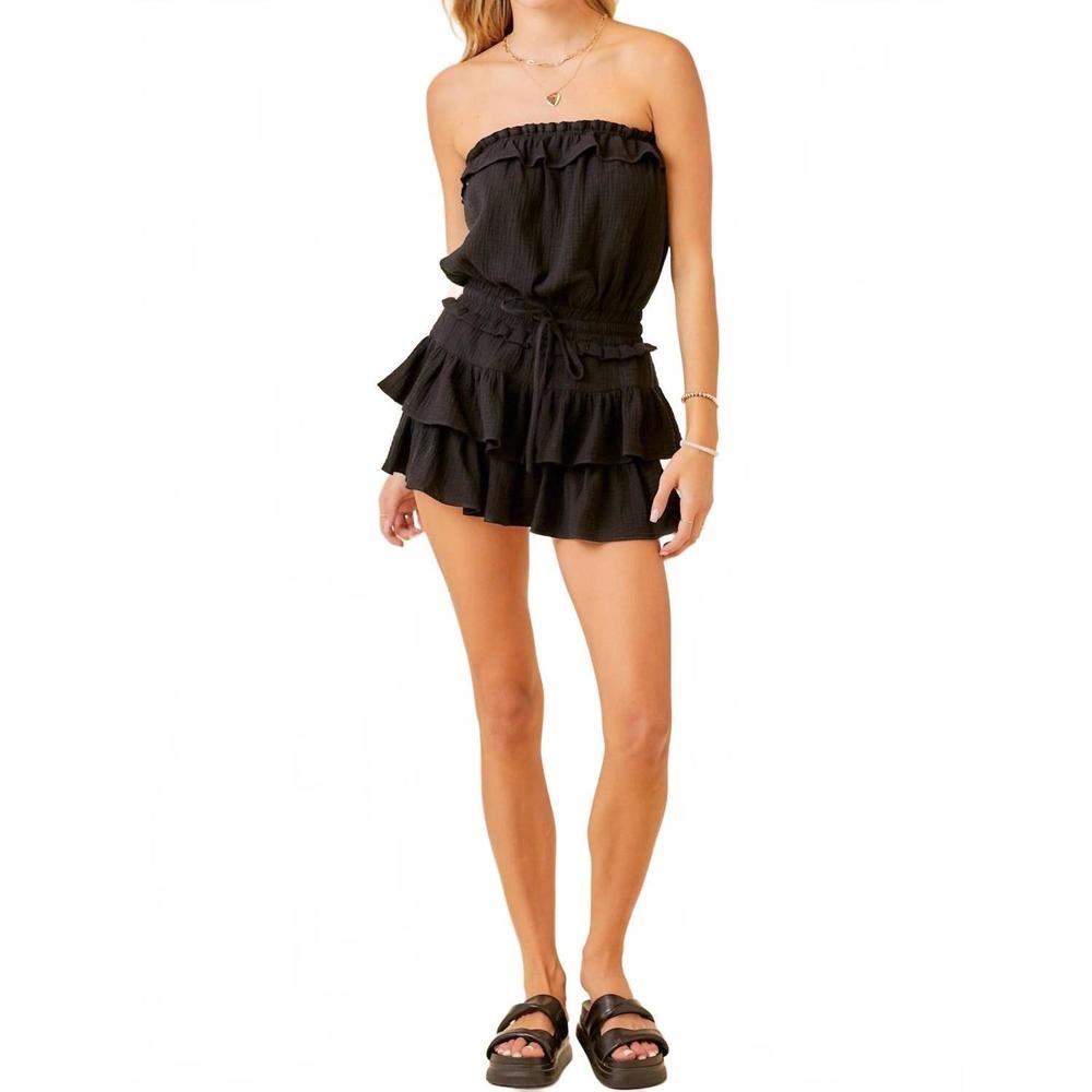 NEW DAY + MOON luna strapless ruffled romper in black - Picture 2 of 4